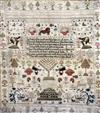 A George III needlework sampler, 21 x 18.5in.                                                                                          