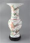 A Chinese famille verte baluster vase, Kangxi period 45cm high, wood stand, some faults                                                