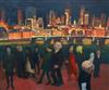 Gerald R. Jarman (British, 1930-2014) Night Cityscape: 'The Evening Begins' 55 x 66in. unframed.                                       