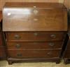 A Victorian mahogany bureau, the sloping flap with shell inlay                                                                         