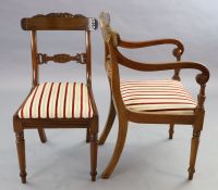 A set of ten William IV mahogany dining chairs including two carvers, carvers W.1ft 8in. H.2ft 11.5in.                                 