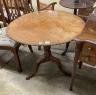 A George III carved circular mahogany tilt top tea table, diameter 88cm, height 71cm                                                                                                                                        