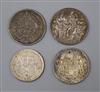 A George III 1817 half crown and three other coins                                                                                     