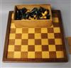 A chess set and board                                                                                                                  