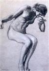 Edward Robert Hughes R.W.S. (1851-1914) Study of a female nude 14 x 10in.                                                              