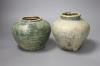 Two Chinese green glazed terracotta vases, Han dynasty (202BC - 220AD), tallest 15cm                                                                                                                                        