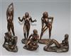 Ronald Cameron. Six bronze figures of nude women, signed R. Cameron, tallest 14cm                                                      