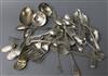 A Victorian silver fiddle pattern tablespoon and sundry silver flatware, etc., approx 29oz gross                                       