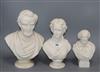 Three 19th century parian busts: Abraham Lincoln, Princess Alexandra, William Shakespeare                                              