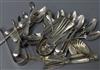 A set of six silver shell and thread pattern teaspoons and sundry flatware, approx 20oz gross                                          