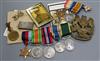 Redmond's family medals: WWI trio and WWII group of five medals, badges etc.                                                           