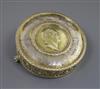 Naval Interest - a good Victorian silver gilt presentation circular table snuff box commemorating William IV, by Daniel Pettifer,      