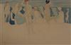 Joseph Edward Southall RWS (1861-1944) 'Bathers on the beach' 5.75 x 9in.                                                              