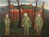 Gerald R. Jarman (British, 1930-2014) WW1 Series; 'Three Soldiers' 42 x 56in.                                                          