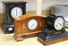 A John Bull & Co Edwardian mantel clock, a slate mantel clock and another                                                              