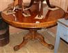 A Victorian burr walnut circular breakfast table Diameter 110cm                                                                        