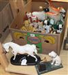 A collection of reproduction Staffordshire animals and sundry ceramics,                                                                