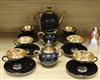 An Italian retro black and gold coffee service, setting for six, with 'Fiorentine Italy' painted mark                                  