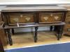 A small 18th century oak two drawer low dresser, width 124cm depth 56cm height 79cm                                                                                                                                         