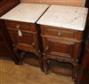 A pair of 19th century French oak bedside cabinets W.40cm                                                                              