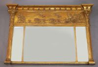 A Regency style giltwood and composite overmantel mirror, late 19th century, 4ft 2in. x 2ft 10in.                                      