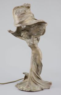 After Raoul Larche (1860-1912). A bronze 'Loie Fuller' table lamp height 17in.                                                         