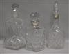 Two silver mounted decanters and a Dutch decanter tallest 30cm                                                                         