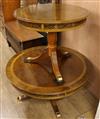 Two banded mahogany circular topped occasional tables W.91 and 66cm                                                                    