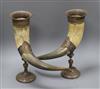 A pair of plated mounted horn vases height 35cm                                                                                        