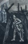 Gerald R. Jarman (British, 1930-2014) WW1 Series; 'Death and the Soldier' 43 x 29.5in.                                                 