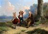 Robert Favelle (Dutch, C19th) 'Dancing Lesson' & 'First Presented..' 9.5 x 13.5in.                                                     