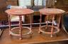 A pair of oval floral painted occasional tables, width 49cm, depth 42cm, height 49cm                                                                                                                                        