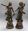 A pair of 19th century French bronzed spelter figures tallest 52cm                                                                     