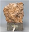 Claire Jeanne Roberte Colinet (1880-1950), 'Jeune Bacchante', terracotta on square black stone base with brass label, H 30cm           