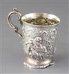 A Victorian embossed silver christening mug, James Charles Edington, 5 oz.                                                             