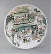 A Chinese famille verte dish, late 19th century, diameter 41cm                                                                         