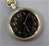 An early 20th century nickel cased Omega B.B. 2862 30 hour non-luminous Mark V black dial R.F.C. pilot's pocket watch.                 