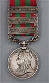 An India General Service 1895-1902 medal with Tirah 1897-98, Punjab Frontier 1897-98 and Relief of Chitral 1895 clasps to              