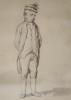 Early 19th century English School, watercolour and pencil, Study of a standing man, 19 x 14.5cm                                                                                                                             