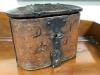 A German painted pine and iron mounted strong box, dated 1840 29cm                                                                                                                                                          