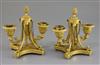 A pair of George III Empire style ormolu two-light candelabra, height 6.5in.                                                           
