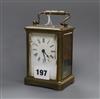 A brass cased carriage timepiece height 10.5cm                                                                                         