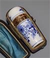 A Meissen gold mounted porcelain scent bottle, cased height 7cm                                                                        