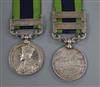 Two India General Service 1908-1935 medals to                                                                                          