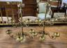 A pair of Victorian brass six branch candlesticks, height 52cm                                                                                                                                                              