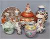 A Japanese Kutani vase and other Japanese ceramics vases and dishes tallest 30cm                                                       