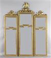 An early 20th century French giltwood and gesso set of three wall mirrors, W.2ft 1in. H.6ft 4in.                                       