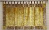 A Venetian gold-ground printed velvet wall hanging with decorative wooden pole length 183c                                             