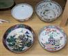 Three Japanese polychrome bowls and a Samson famille rose bowl largest diameter 24.5cm                                                 