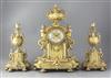 A third quarter of the 19th century French ormolu clock garniture, 20.5in.                                                             